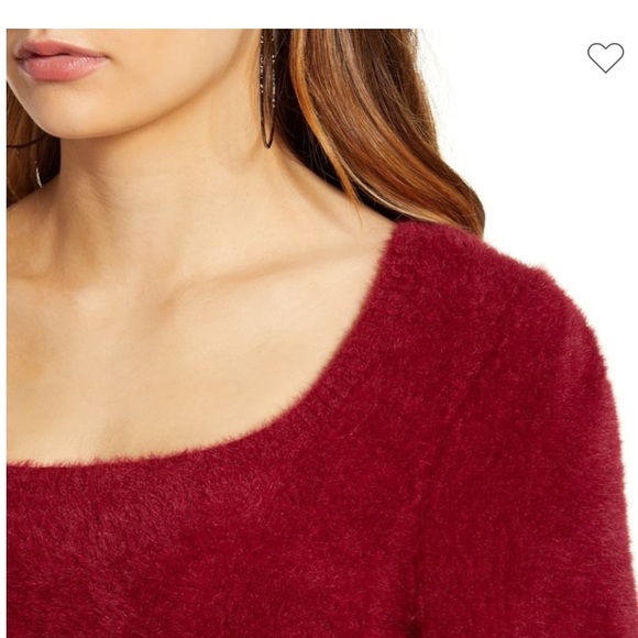 Wine Fuzzy Crop Sweater, a must have! - Picture 3 of 3